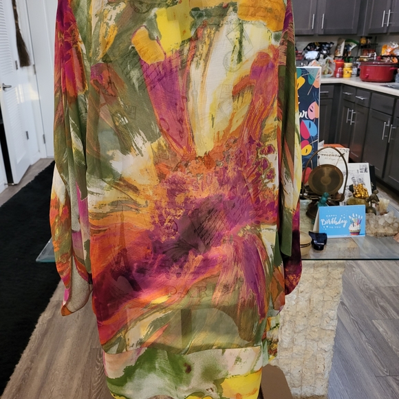 Lane Bryant Multicolor Sheer Blouse - Picture 6 of 6
